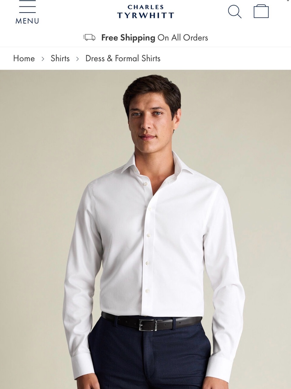 Charles Tyrwhitt Super Slim Fit White Dress Shirt 16/33in
